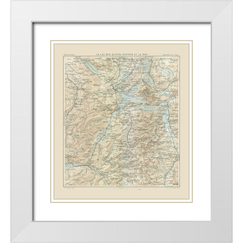 Lake Lucerne Rigi Switzerland - Swiss Guide 1917 White Modern Wood Framed Art Print with Double Matting by Swiss Guide