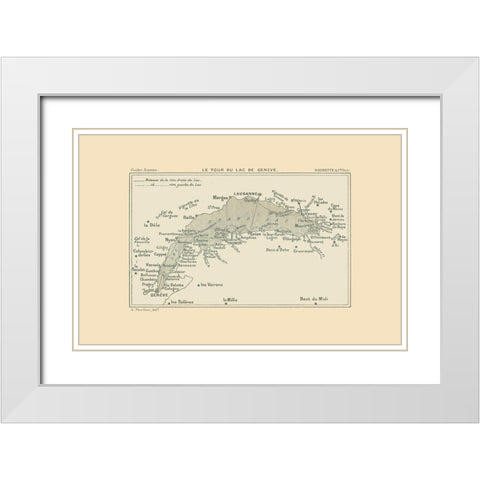 Geneva Lake Tour Switzerland - Swiss Guide 1917 White Modern Wood Framed Art Print with Double Matting by Swiss Guide