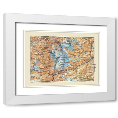 Winterberg Mountains Region Switzerland White Modern Wood Framed Art Print with Double Matting by Baedeker