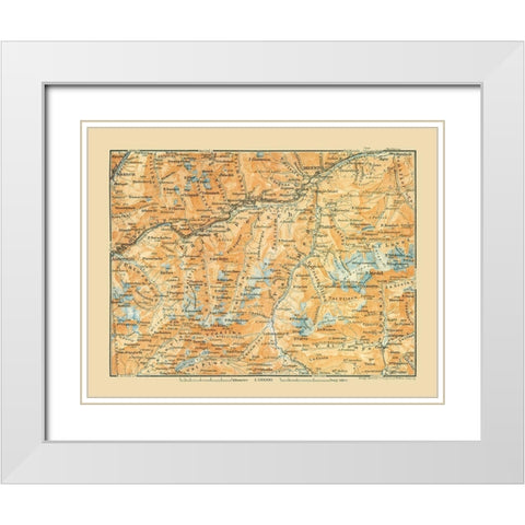 Val Tavetsch Region Switzerland - Baedeker 1921 White Modern Wood Framed Art Print with Double Matting by Baedeker