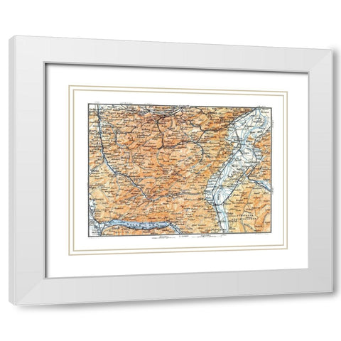 St Gallen Region Switzerland - Baedeker 1921 White Modern Wood Framed Art Print with Double Matting by Baedeker