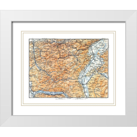 St Gallen Region Switzerland - Baedeker 1921 White Modern Wood Framed Art Print with Double Matting by Baedeker