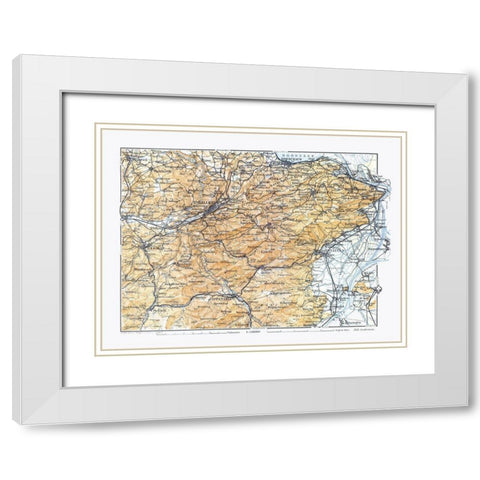 Northeastern Switzerland - Baedeker 1921 White Modern Wood Framed Art Print with Double Matting by Baedeker