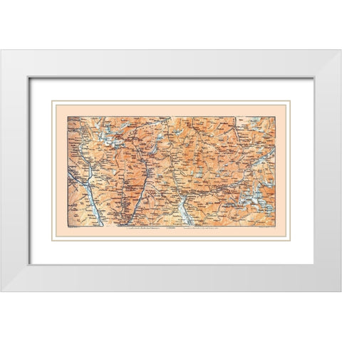 Southeast Switzerland - Baedeker 1921 White Modern Wood Framed Art Print with Double Matting by Baedeker