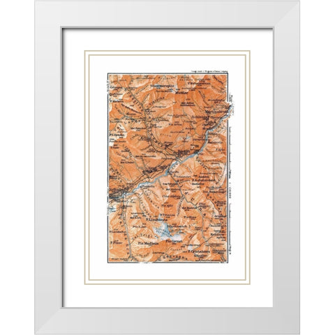 Martinsbruck Region Switzerland - Baedeker 1921 White Modern Wood Framed Art Print with Double Matting by Baedeker