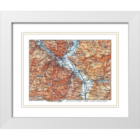 Eastern Switzerland - Baedeker 1921 White Modern Wood Framed Art Print with Double Matting by Baedeker