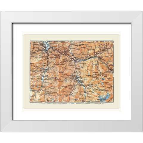 Oberhalbstein Region Switzerland - Baedeker 1921 White Modern Wood Framed Art Print with Double Matting by Baedeker