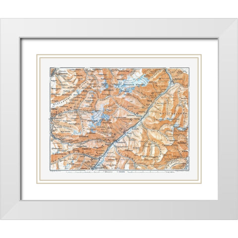 Engadin Region Switzerland - Baedeker 1921 White Modern Wood Framed Art Print with Double Matting by Baedeker