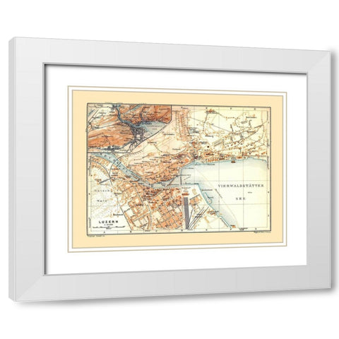 Lucerne Switzerland - Baedeker 1921 White Modern Wood Framed Art Print with Double Matting by Baedeker