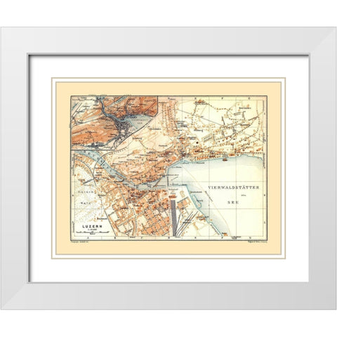 Lucerne Switzerland - Baedeker 1921 White Modern Wood Framed Art Print with Double Matting by Baedeker