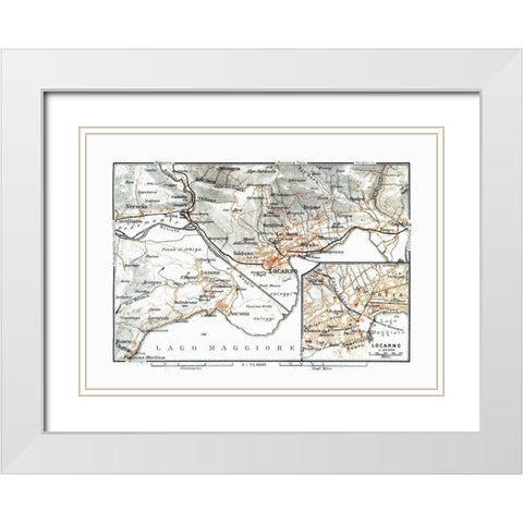 Locarno Region Switzerland - Baedeker 1921 White Modern Wood Framed Art Print with Double Matting by Baedeker