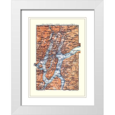 Lugano Switzerland - Baedeker 1921 White Modern Wood Framed Art Print with Double Matting by Baedeker