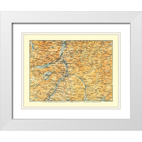 Glarus Region Switzerland - Baedeker 1921 White Modern Wood Framed Art Print with Double Matting by Baedeker