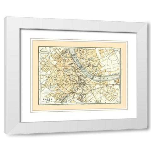 Basel Switzerland - Baedeker 1921 White Modern Wood Framed Art Print with Double Matting by Baedeker