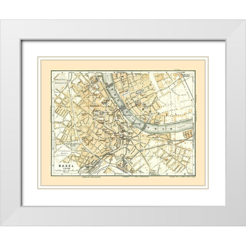 Basel Switzerland - Baedeker 1921 White Modern Wood Framed Art Print with Double Matting by Baedeker