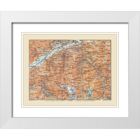 South Sion Region Switzerland - Baedeker 1921 White Modern Wood Framed Art Print with Double Matting by Baedeker