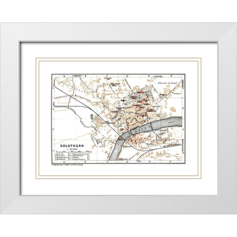 Solothurn Switzerland - Baedeker 1921 White Modern Wood Framed Art Print with Double Matting by Baedeker