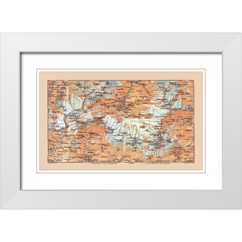 Matterhorn Region Switzerland - Baedeker 1921 White Modern Wood Framed Art Print with Double Matting by Baedeker