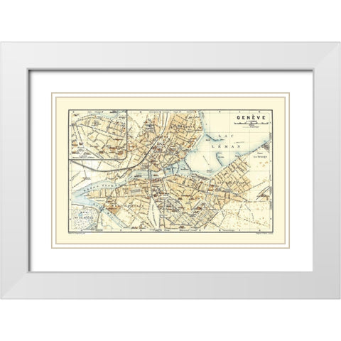 Geneva Switzerland - Baedeker 1921 White Modern Wood Framed Art Print with Double Matting by Baedeker