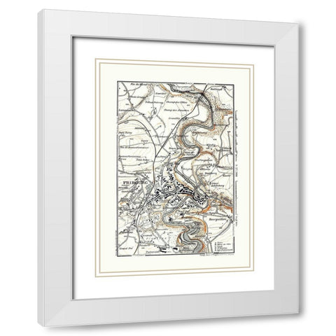 Fribourg Switzerland - Baedeker 1921 White Modern Wood Framed Art Print with Double Matting by Baedeker