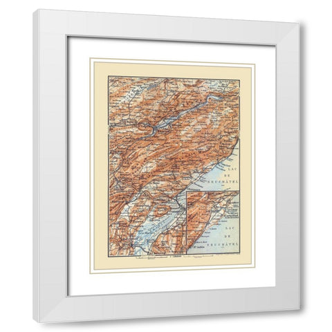 Fleurier Region Switzerland - Baedeker 1921 White Modern Wood Framed Art Print with Double Matting by Baedeker