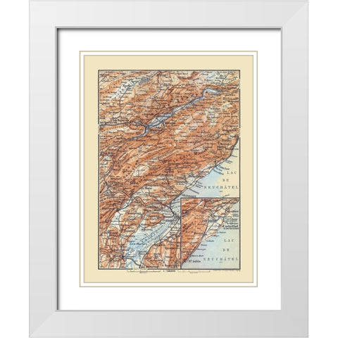 Fleurier Region Switzerland - Baedeker 1921 White Modern Wood Framed Art Print with Double Matting by Baedeker