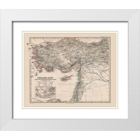 Asia Minor Syria Turkey - Stieler 1885 White Modern Wood Framed Art Print with Double Matting by Stieler