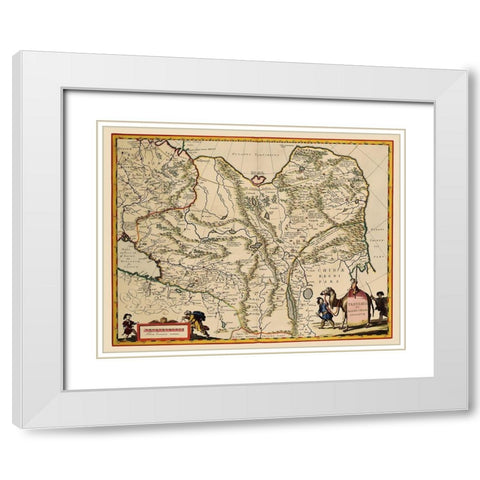Tartary Region Asia - Blaeu 1630 White Modern Wood Framed Art Print with Double Matting by Blaeu
