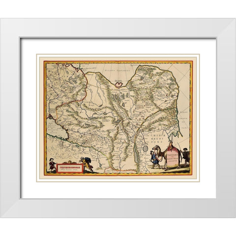 Tartary Region Asia - Blaeu 1630 White Modern Wood Framed Art Print with Double Matting by Blaeu