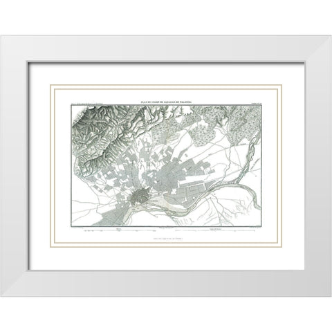 Battle of Talavera, Field Plan - Thiers 1866 White Modern Wood Framed Art Print with Double Matting by Unknown