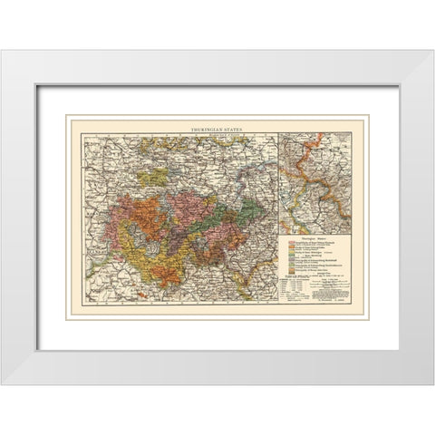 Thuringen State Germany - Andree 1895 White Modern Wood Framed Art Print with Double Matting by Andree
