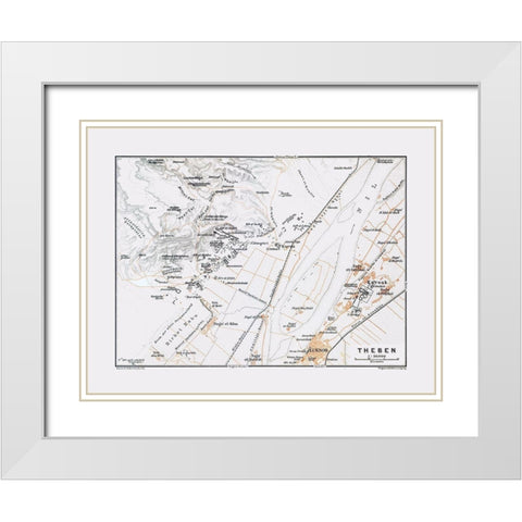 Thebes Egypt - Baedeker 1913 White Modern Wood Framed Art Print with Double Matting by Baedeker