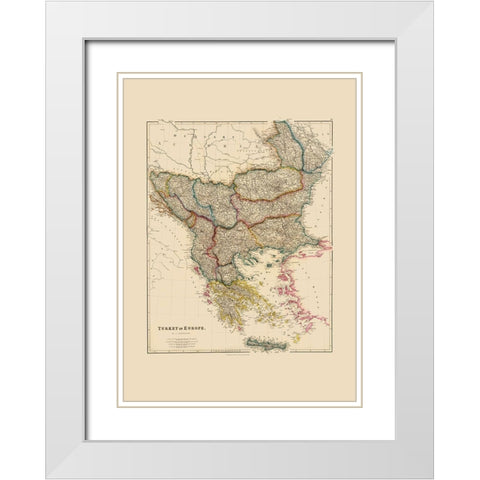 Europe Turkey - Arrowsmith 1844 White Modern Wood Framed Art Print with Double Matting by Arrowsmith