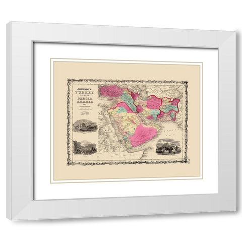 Turkey Persia Arabia - Johnson 1860 White Modern Wood Framed Art Print with Double Matting by Johnson