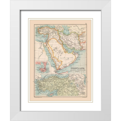Turkey Arabia Persia - Bartholomew 1892 White Modern Wood Framed Art Print with Double Matting by Bartholomew