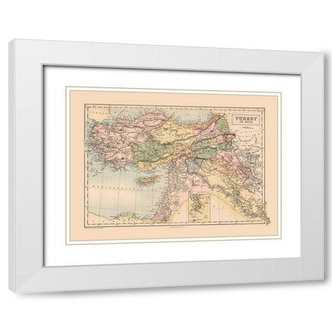 Asia Turkey - Black 1867 White Modern Wood Framed Art Print with Double Matting by Black