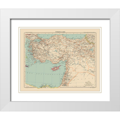 Asia Turkey - Schrader 1908 White Modern Wood Framed Art Print with Double Matting by Schrader