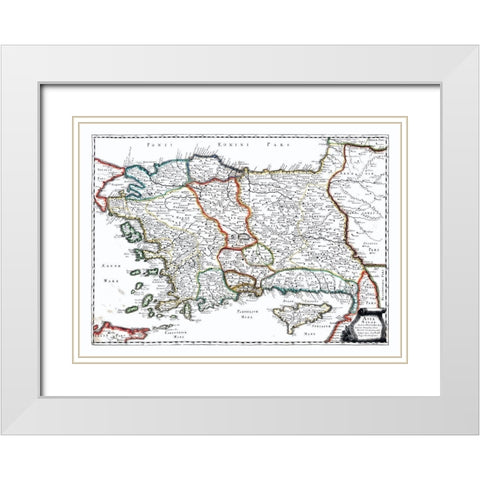 Turkey - Sanson 1641 White Modern Wood Framed Art Print with Double Matting by Sanson