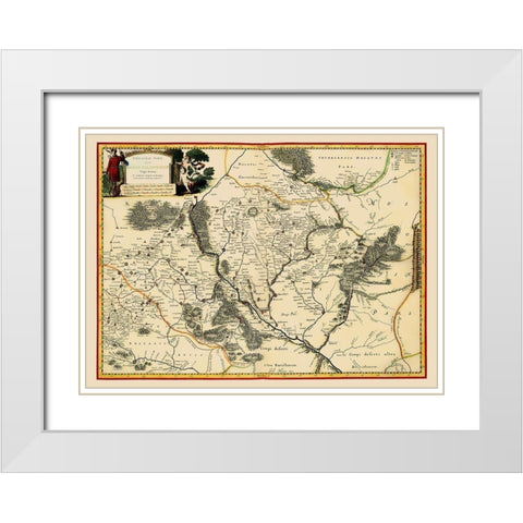 Ukraine - Blaeu 1662 White Modern Wood Framed Art Print with Double Matting by Blaeu