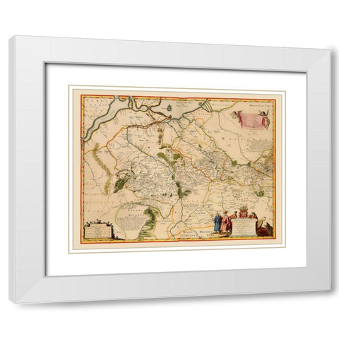 Ukraine - Hondius 1648 White Modern Wood Framed Art Print with Double Matting by Hondius