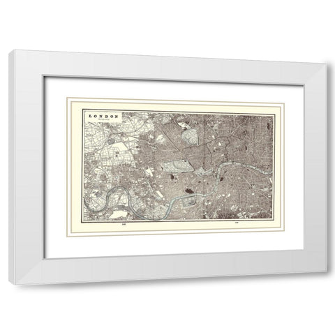 London England - Rathbun 1893 White Modern Wood Framed Art Print with Double Matting by Rathbun