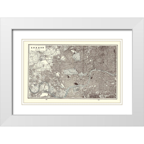 London England - Rathbun 1893 White Modern Wood Framed Art Print with Double Matting by Rathbun