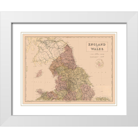 England Wales - Black 1867 White Modern Wood Framed Art Print with Double Matting by Black