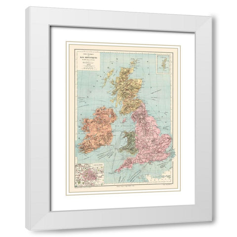 British Isles Great Britain Ireland - Drioux 1882 White Modern Wood Framed Art Print with Double Matting by Drioux