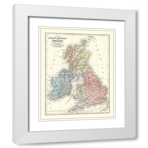 Great Britain Ireland - Mitchell 1869 White Modern Wood Framed Art Print with Double Matting by Mitchell