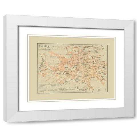 Lemberg Ukraine - Baedeker 1910 White Modern Wood Framed Art Print with Double Matting by Baedeker