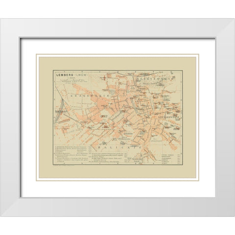 Lemberg Ukraine - Baedeker 1910 White Modern Wood Framed Art Print with Double Matting by Baedeker