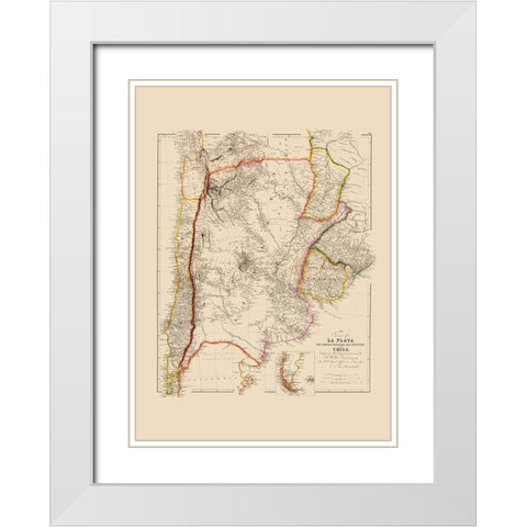 South America - Arrowsmith 1844 White Modern Wood Framed Art Print with Double Matting by Arrowsmith