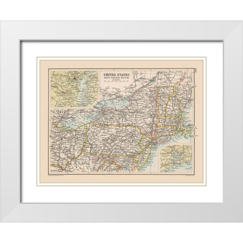 North Eastern United States - Bartholomew 1892 White Modern Wood Framed Art Print with Double Matting by Bartholomew