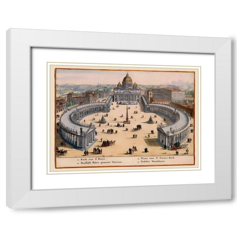Panoramic Italy Vatican City - Visscher 1681 White Modern Wood Framed Art Print with Double Matting by Visscher